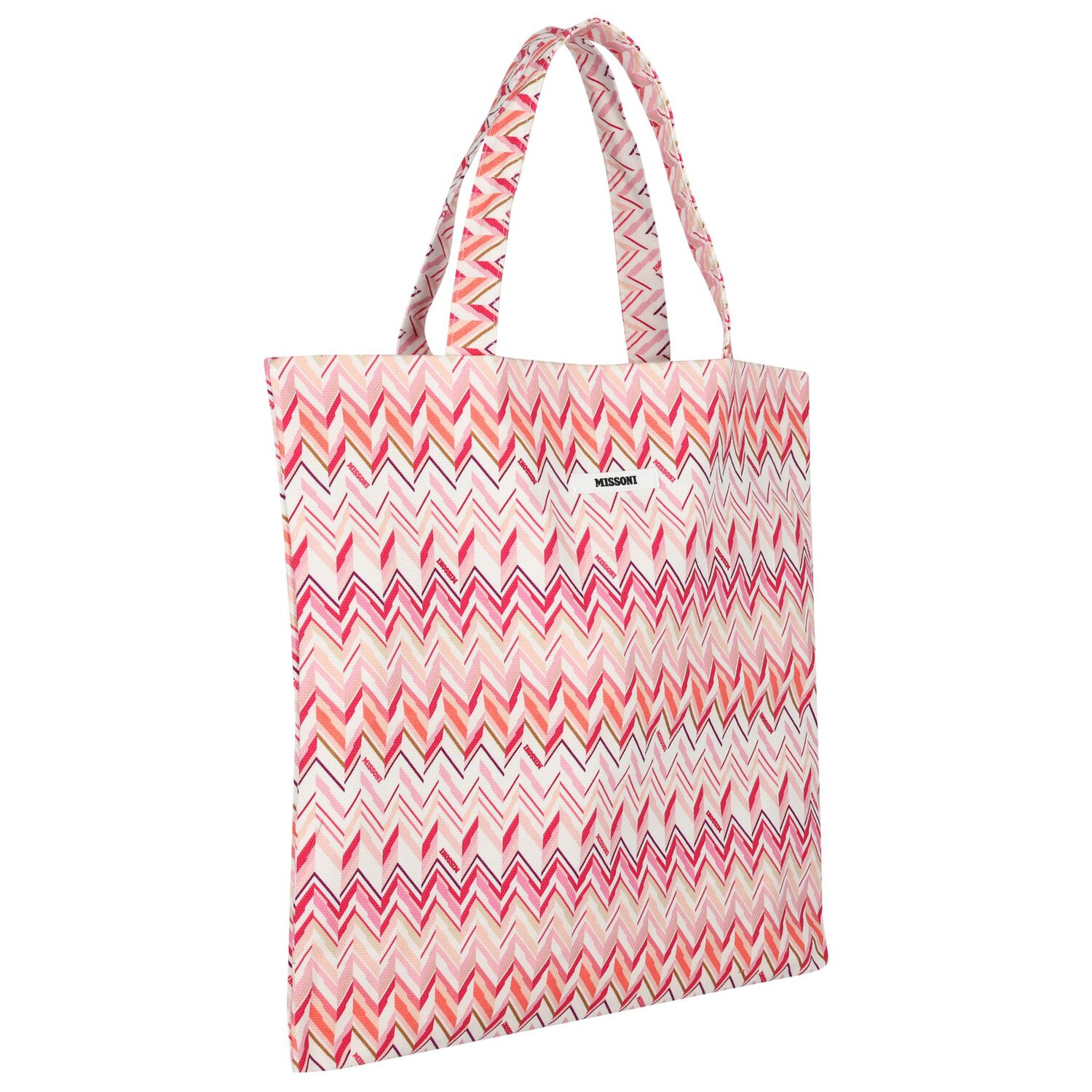 Girls Pink & White Logo Zig Zag Tote Bag, 1, hi-res