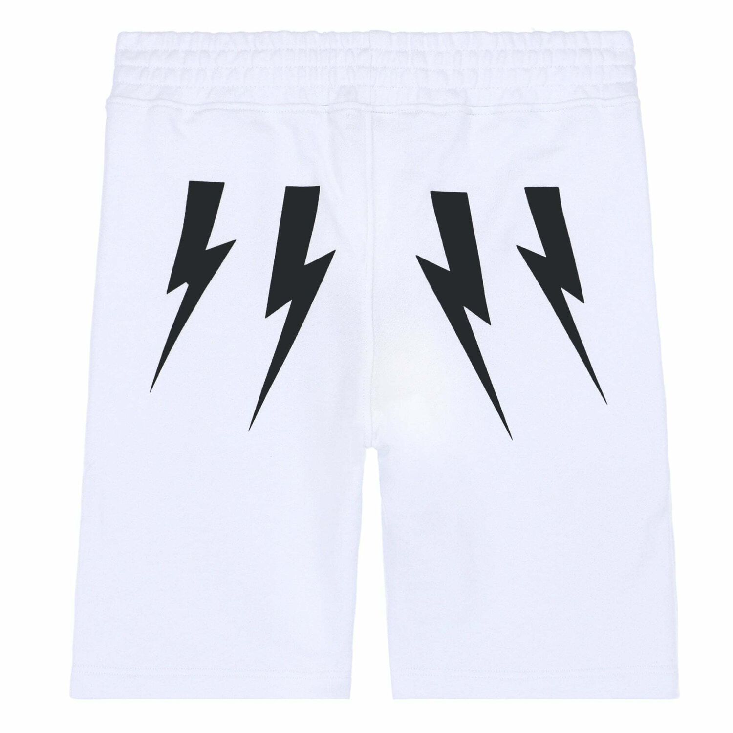 Boys White Thunderbolt Print Shorts, 1, hi-res