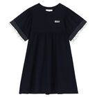 Girls Navy Blue Logo Dress, 1, hi-res