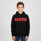 Boys Black Logo Hooded Top, 1, hi-res