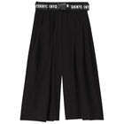 Girls Black Logo Cropped Trousers, 1, hi-res
