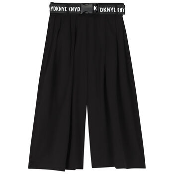 Girls Black Logo Cropped Trousers