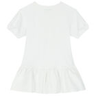 Girls White Teddy Bear Logo Dress, 2, hi-res