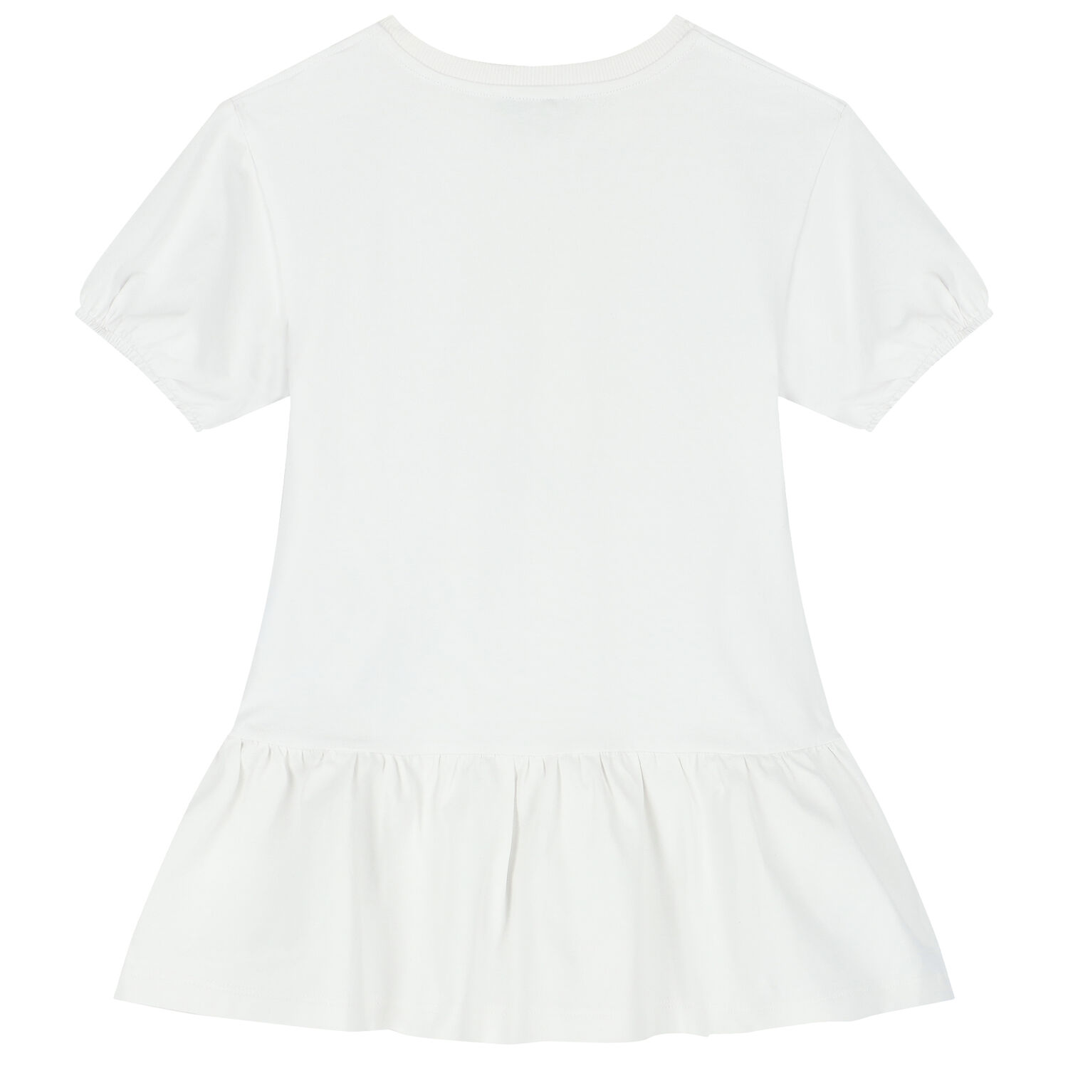 Girls White Teddy Bear Logo Dress, 2, hi-res image number null