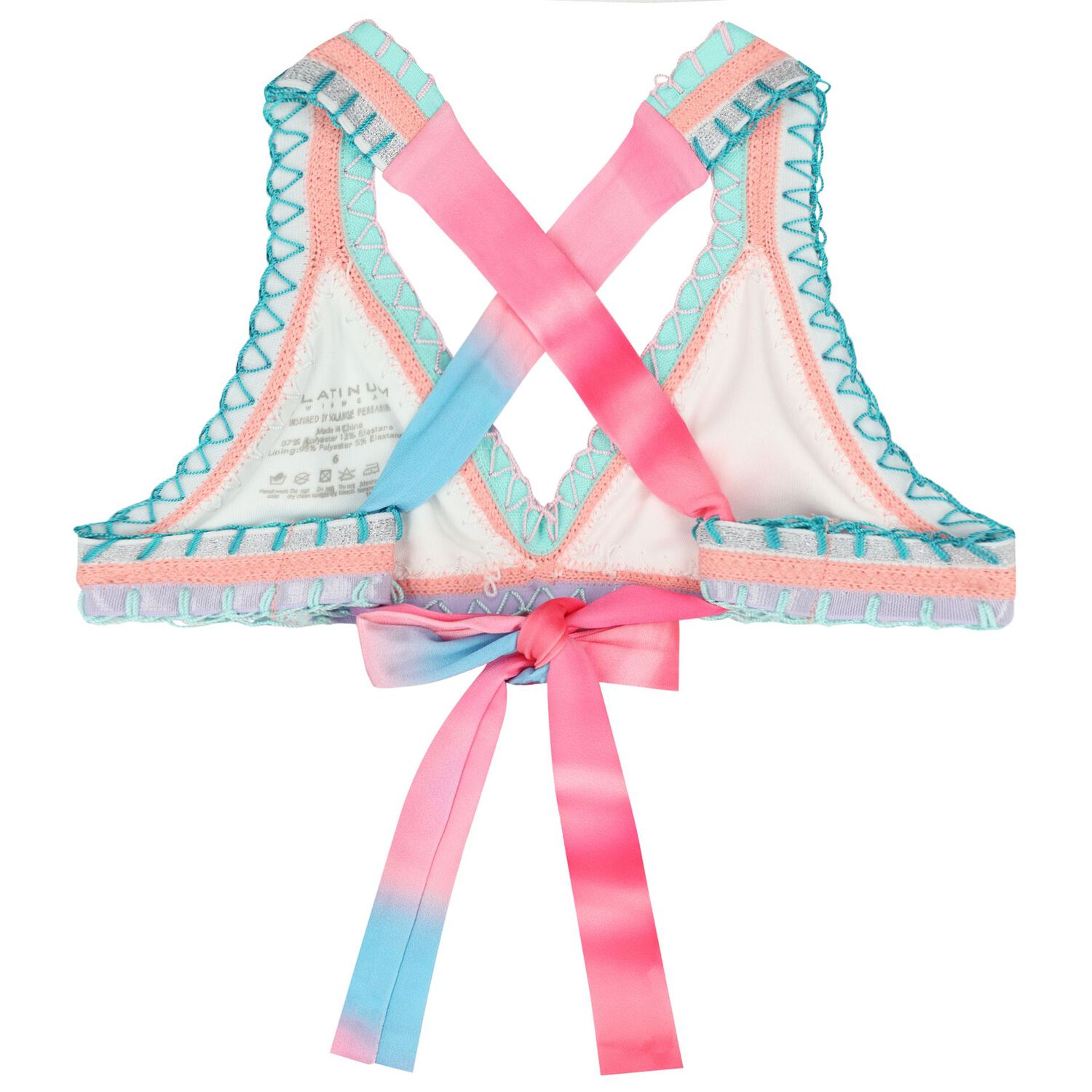 Girls Multi-Coloured Embroidered Bikini, 2, hi-res