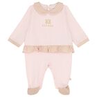Baby Girls Pink & Gold Babygrow, 1, hi-res