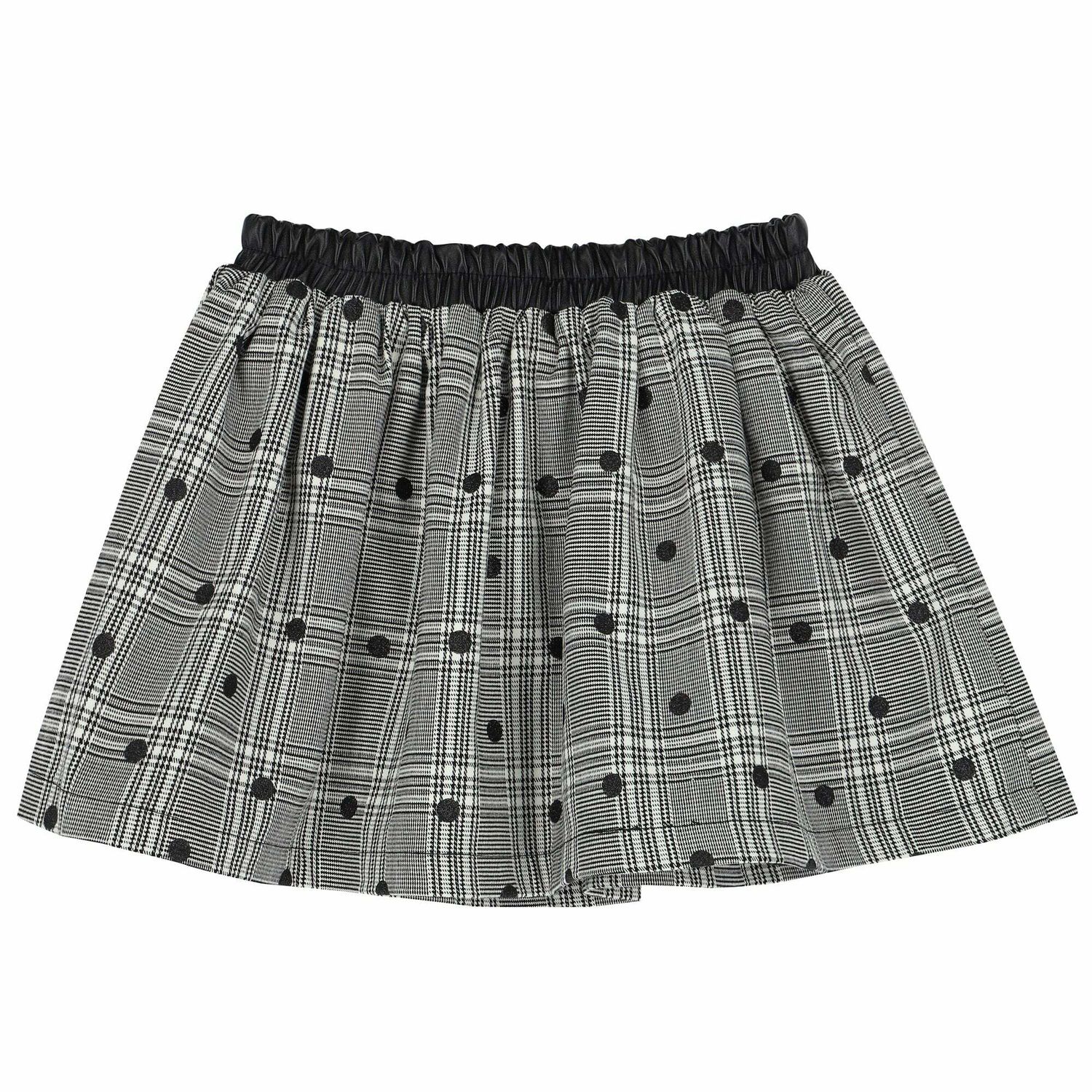 Girls Black & White Check & Dot Skirt, 1, hi-res image number null