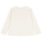 Girls Ivory & Pink Bow Long Sleeve Top, 1, hi-res