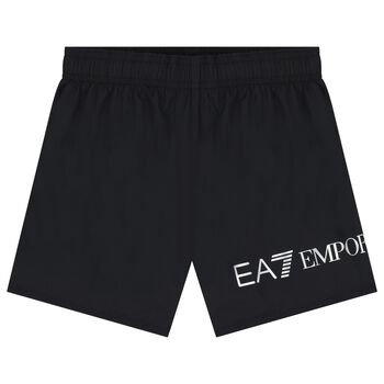 Boys Black Logo Swim Shorts