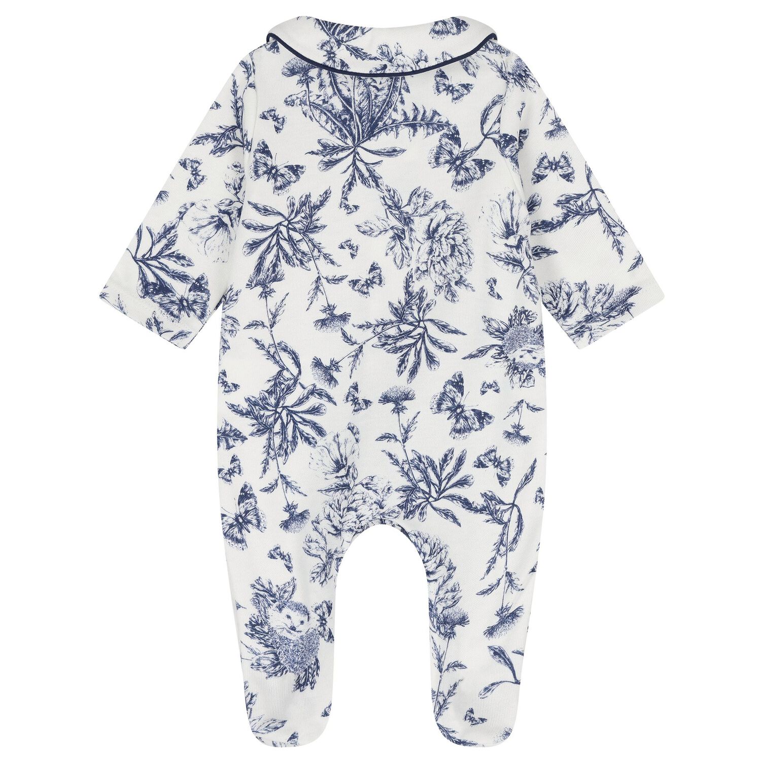 Ivory & Navy Blue Toile De Jouy Babygrow Gift Set, 1, hi-res