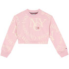 Girls Pink Logo Cropped Sweatshirt, 1, hi-res