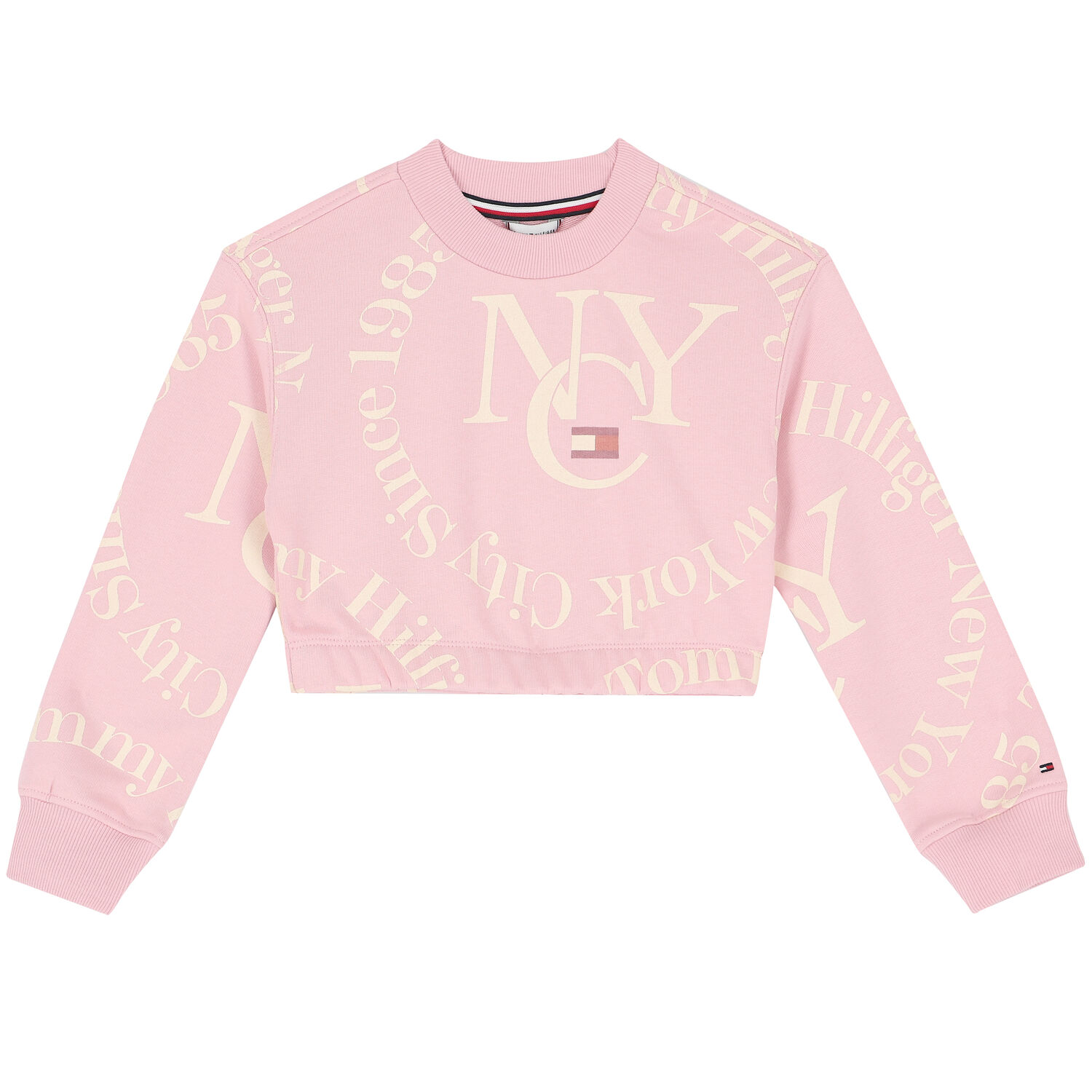 Girls Pink Logo Cropped Sweatshirt, 1, hi-res image number null