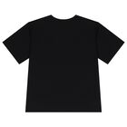 Girls Black Teddy Bear Logo T-Shirt, 2, hi-res