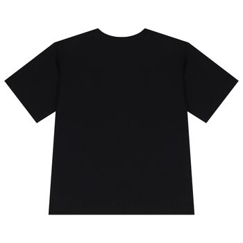 Girls Black Teddy Bear Logo T-Shirt