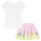 Girls White & Pink Floral Skirt Set, 1, hi-res