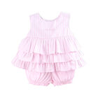 Girls Pink Striped Short Set, 1, hi-res