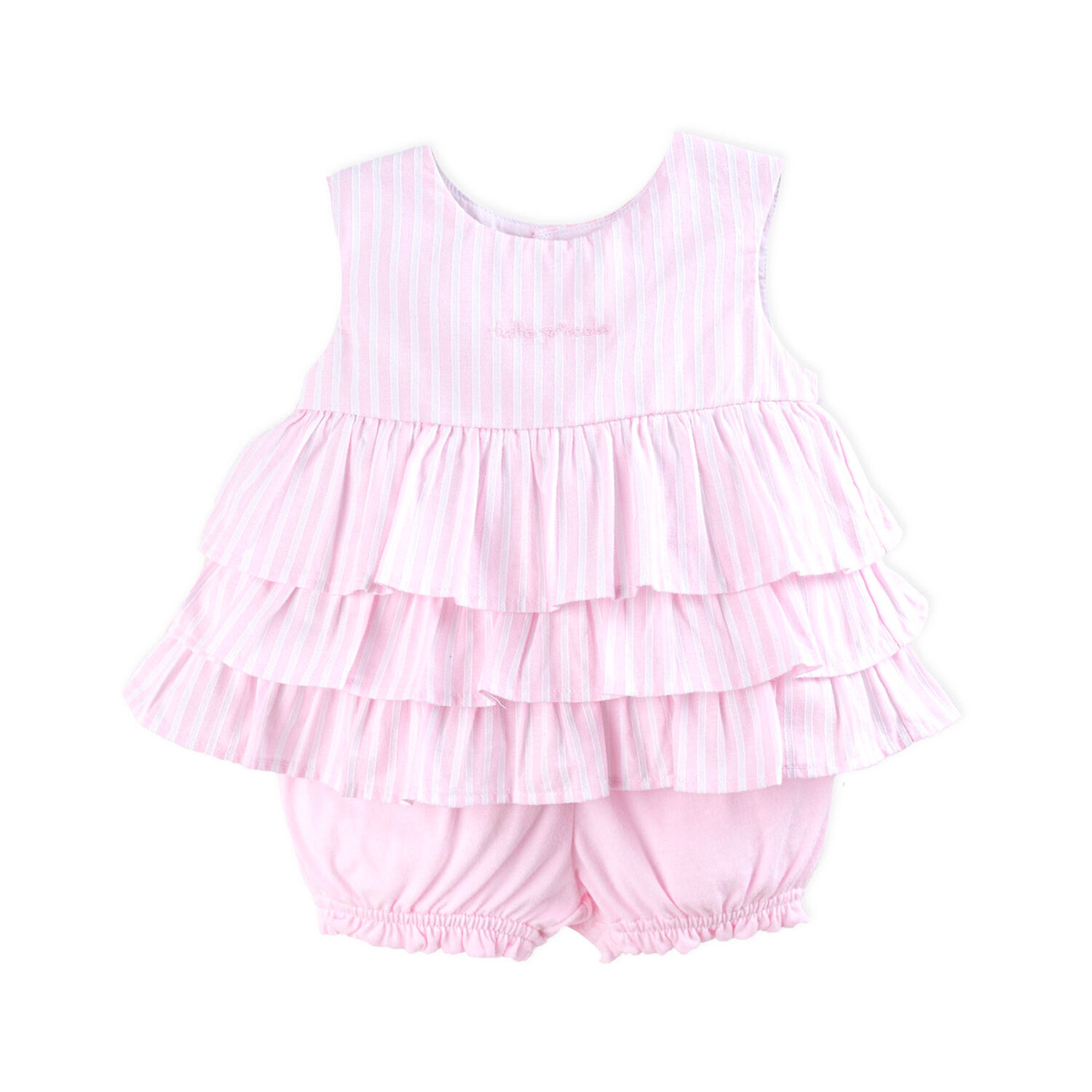 Girls Pink Striped Short Set, 1, hi-res