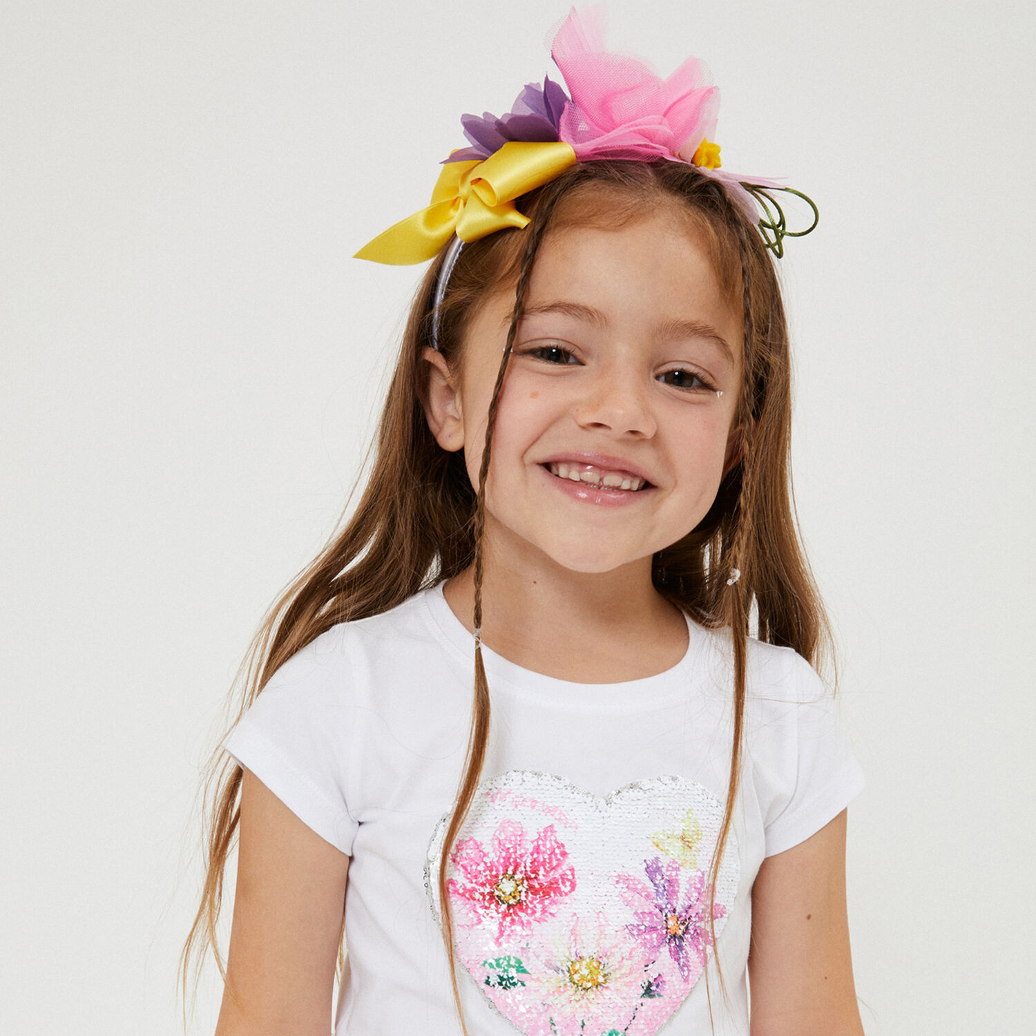 Girls Ivory Floral Headband, 1, hi-res