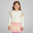 Girls Pink & Yellow Stripe Tulle Skirt , 1, hi-res