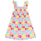 Girls Multi-Coloured Hearts Dress, 1, hi-res