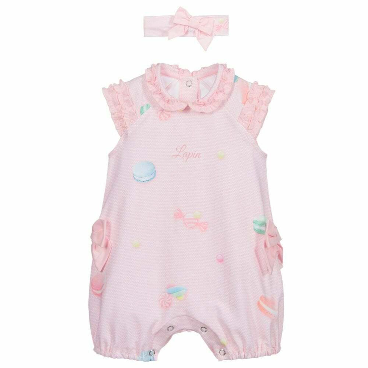 Baby Girls Pink Romper Set, 1, hi-res