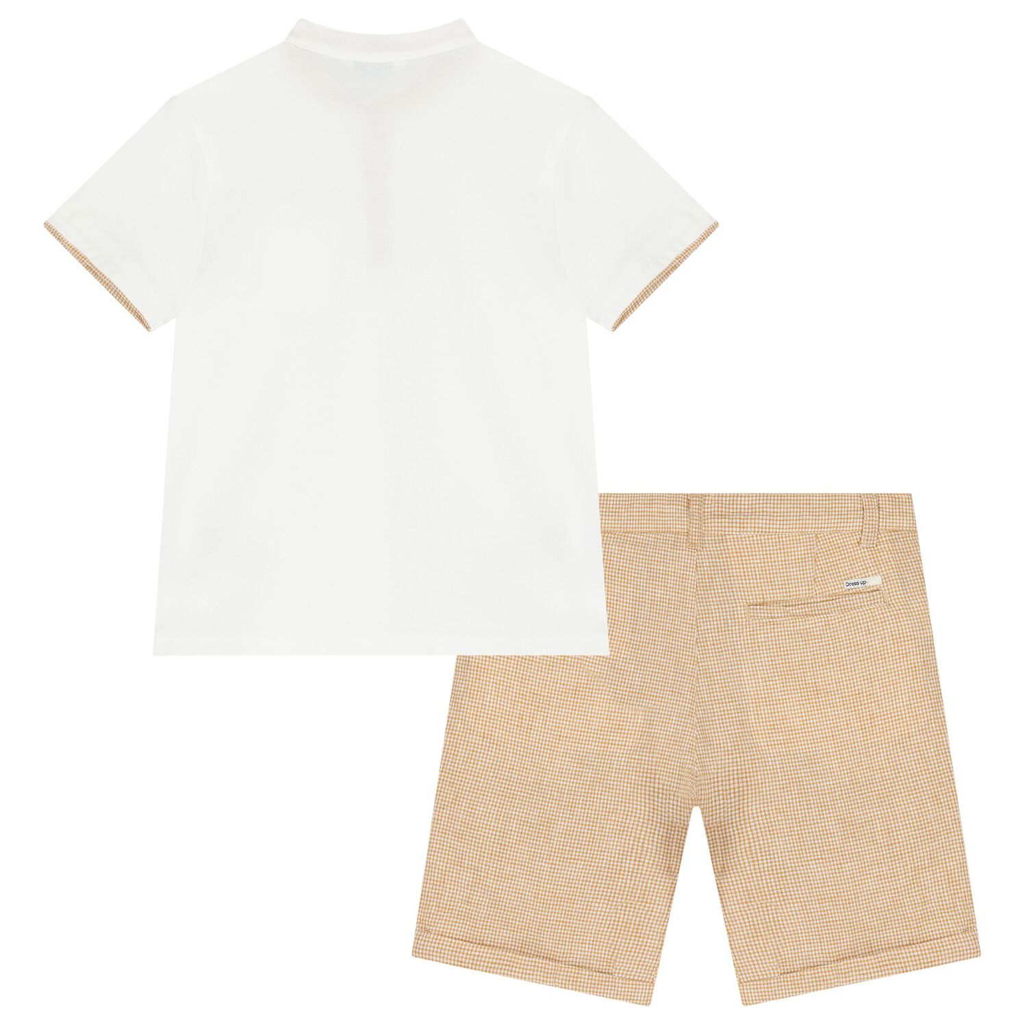 Boys White & Beige Shorts Set, 1, hi-res image number null