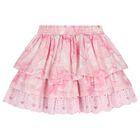 Girls Pink & White Broderie Anglaise Skirt Set, 1, hi-res