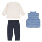 Baby Boys Ivory, Blue & Navy Blue Trouser Set, 1, hi-res