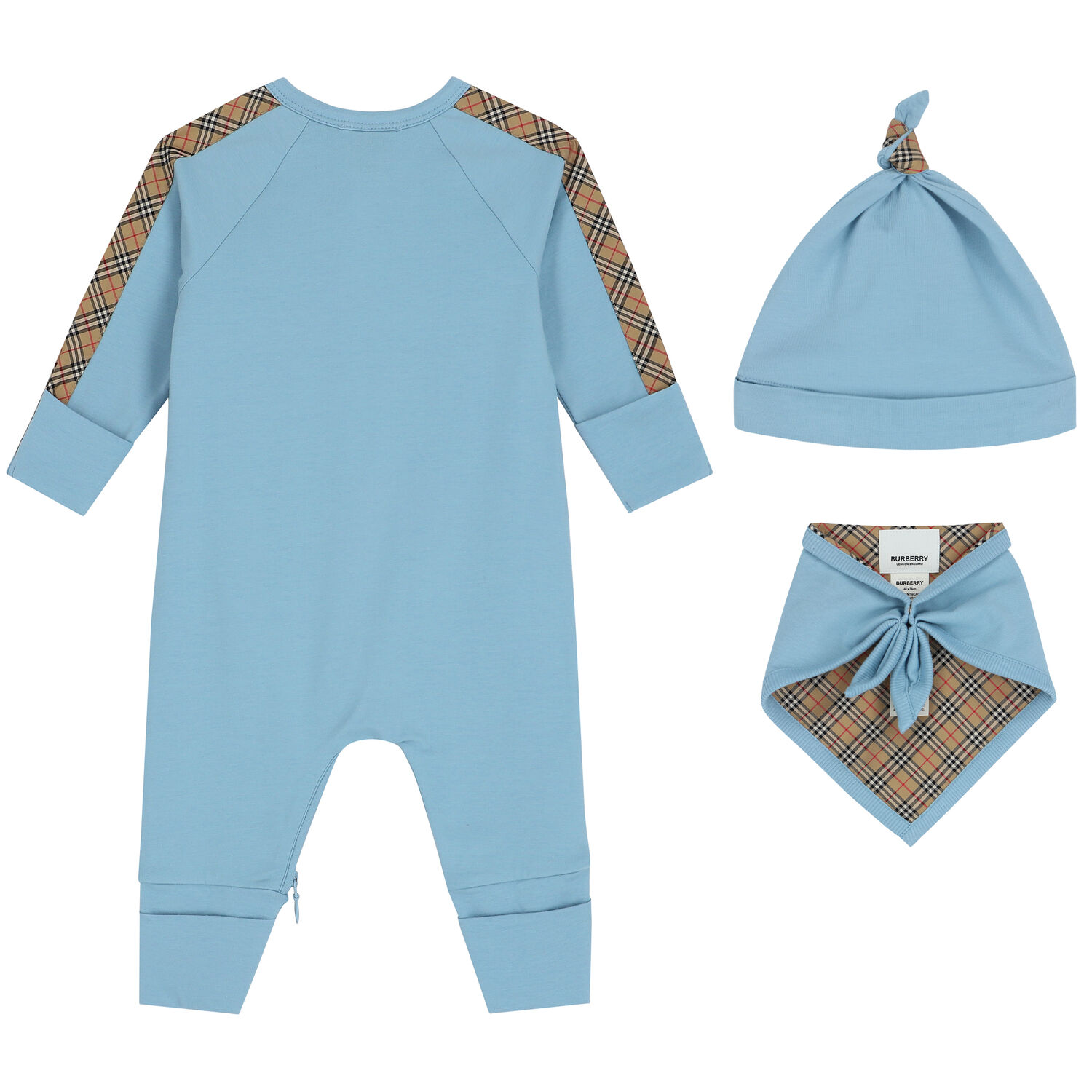 Baby Boys Blue & Beige Romper Gift Set, 3, hi-res