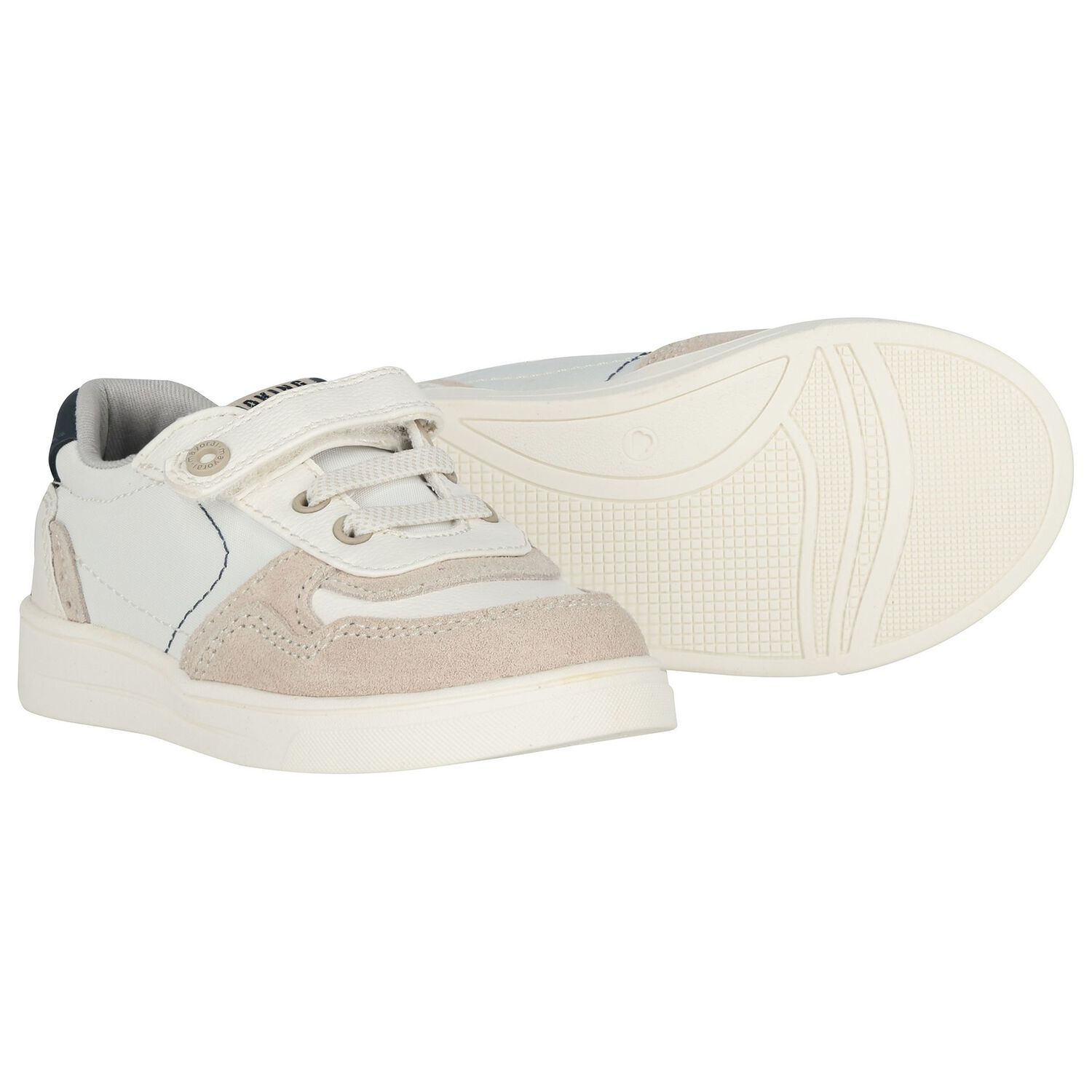 Younger Boys White & Beige Trainers, 1, hi-res