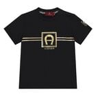 Younger Boys Black Logo T-Shirt, 2, hi-res
