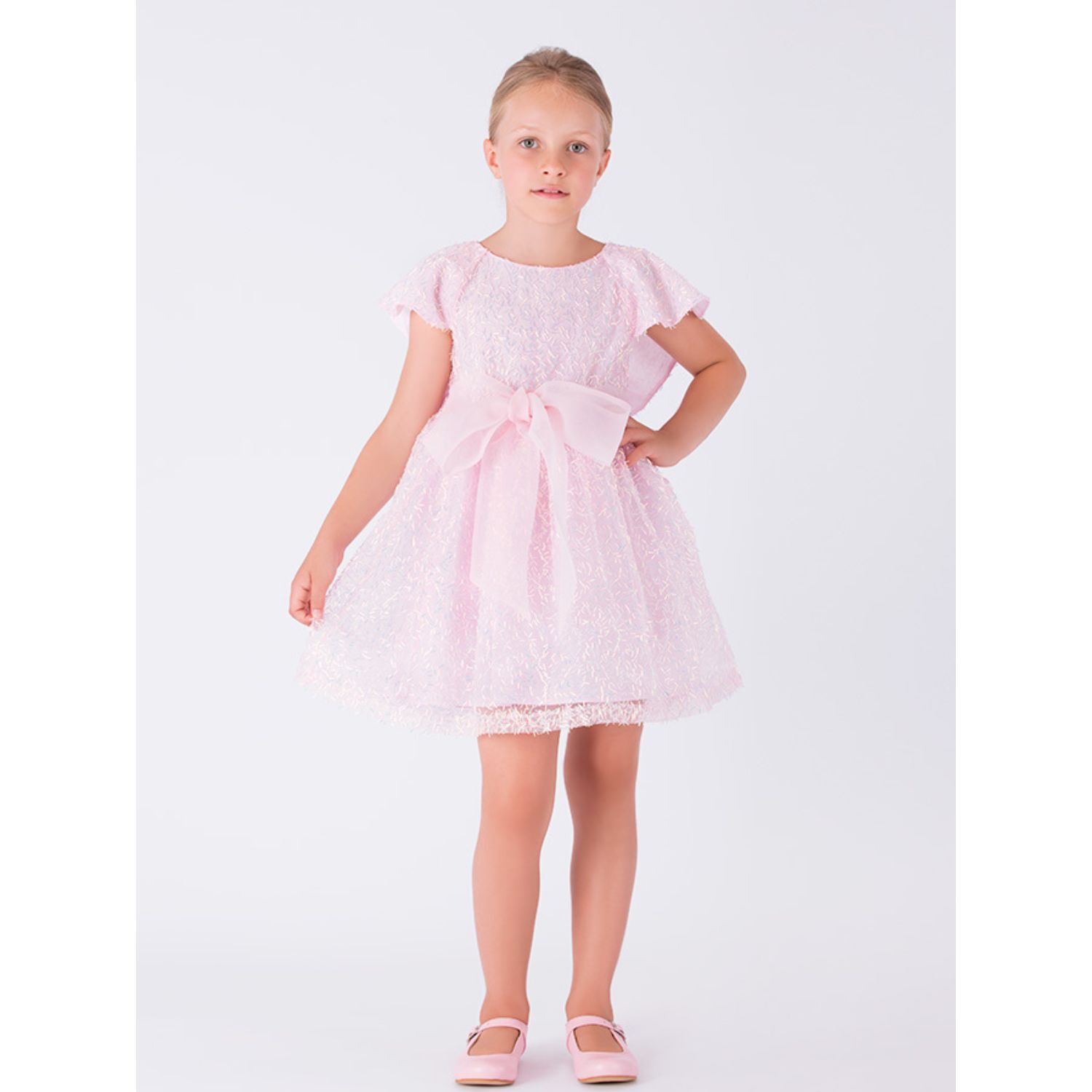 Girls Pink Embellished Tulle Dress, 1, hi-res image number null