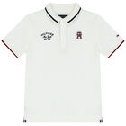 Boys White Logo Polo Shirt, 2, hi-res