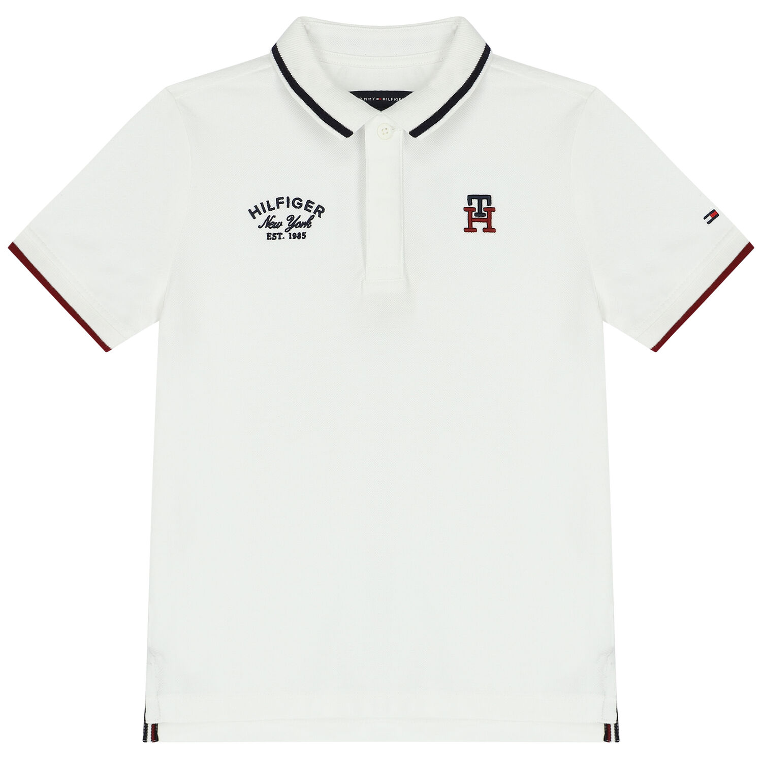 Boys White Logo Polo Shirt, 2, hi-res