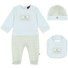 Boys Blue, Ivory & Gold Logo Babygrow Set, 1, hi-res