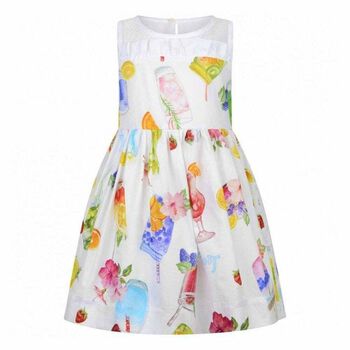 Girls White Summer Party Dress