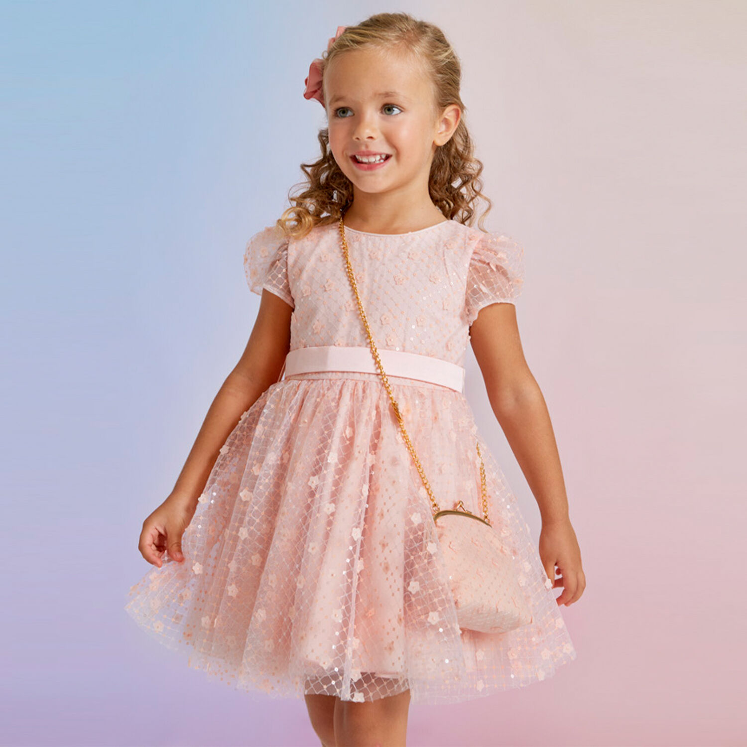 Girls Pink Embellished Sequin Bag, 1, hi-res