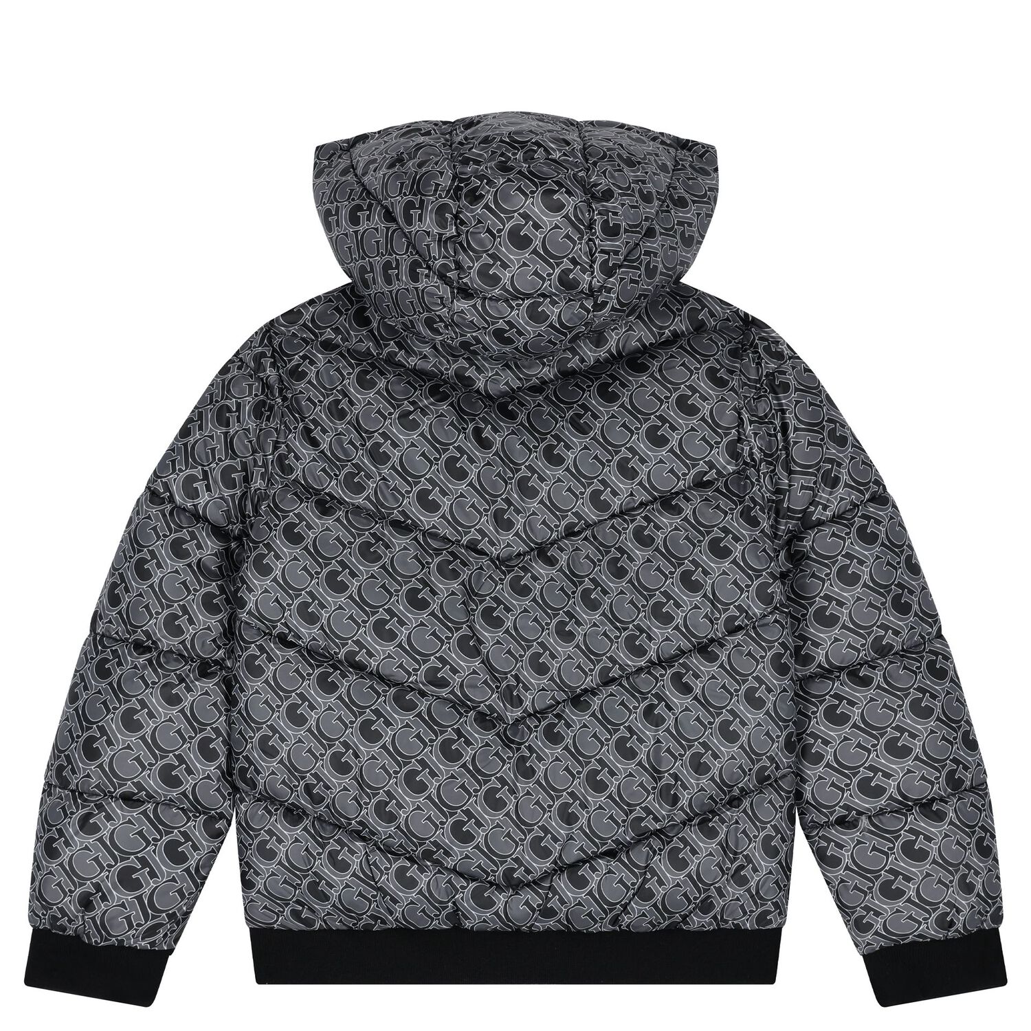 Boys Black Logo Padded Puffer Jacket, 2, hi-res