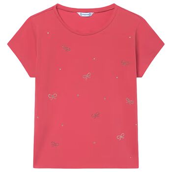 Girls Red Bow T-Shirt