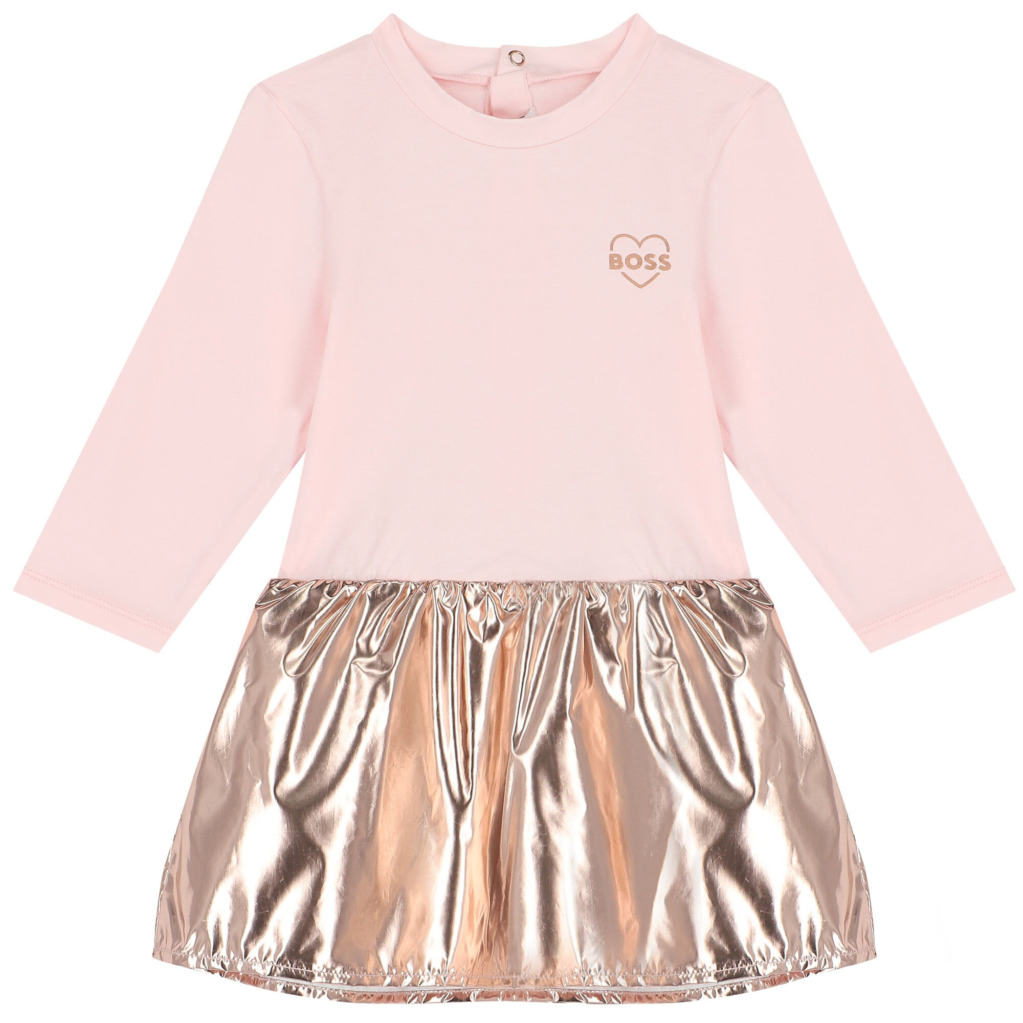 BOSS Younger Girls Pink Metallic Rose Gold Dress Junior Couture UK