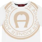 Boys White & Beige Logo Shorts Set, 1, hi-res