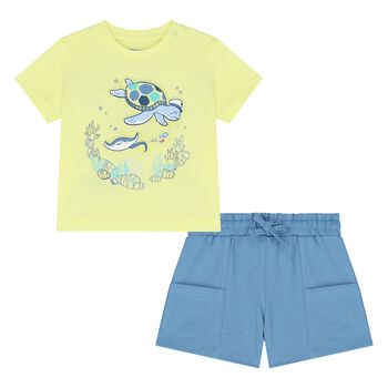 Younger Boys Yellow & Blue Shorts Set
