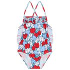 Girls Red, White & Purple Tulips Swimsuit, 1, hi-res