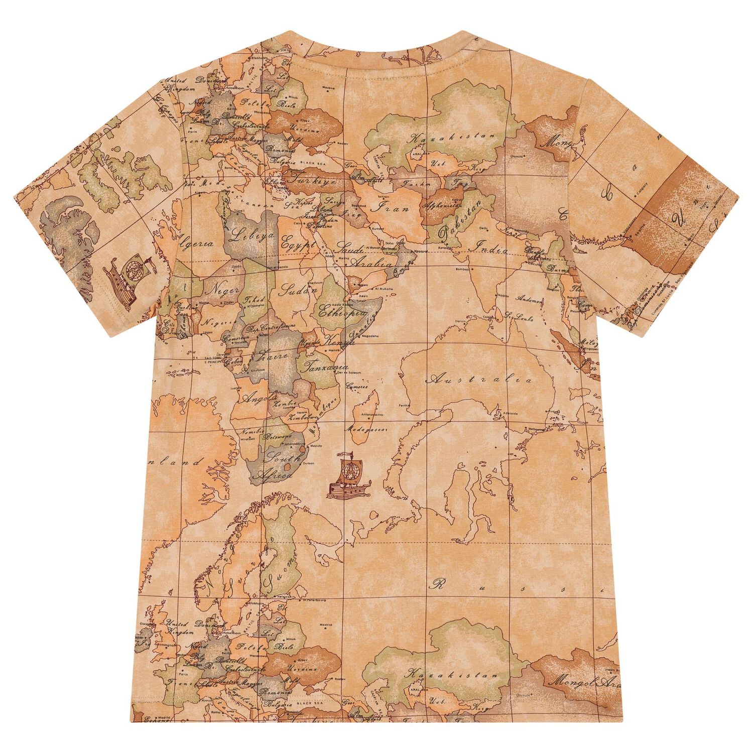 Boys Beige Geo Map T-Shirt, 1, hi-res image number null