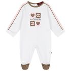 Baby Girls White & Pink Logo Babygrow, 2, hi-res