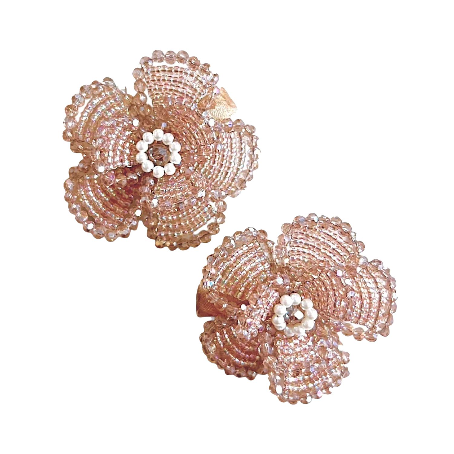 Girls Pink Crystal Flower Clip Set, 1, hi-res image number null