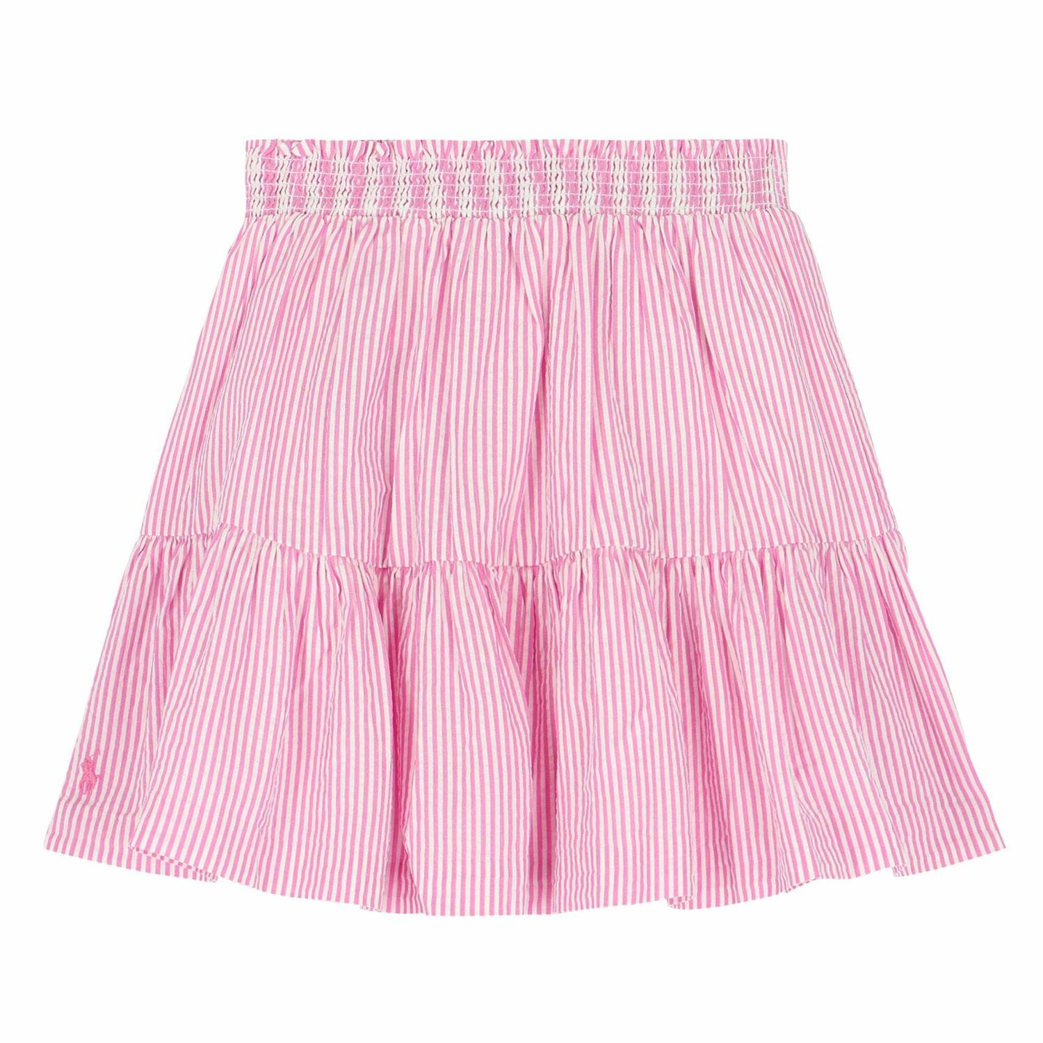 Girls White & Pink Striped Skirt, 1, hi-res