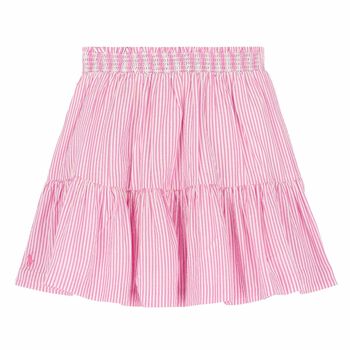 Girls White & Pink Striped Skirt