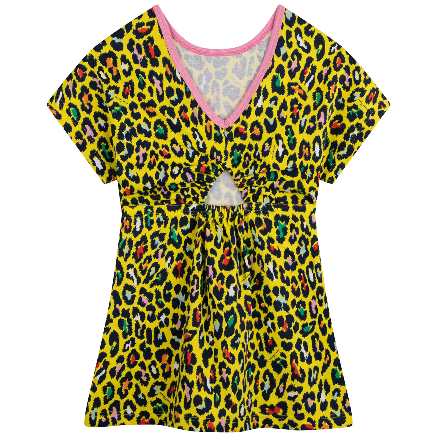 Girls Yellow Cheetah Logo Dress, 1, hi-res