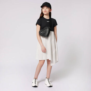 Girls Black Heart Logo Leather Bag
